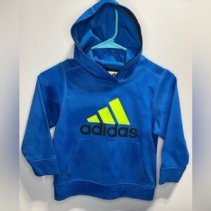 Adidas Kids Blue and Neon Yellow Hoodie Size 6